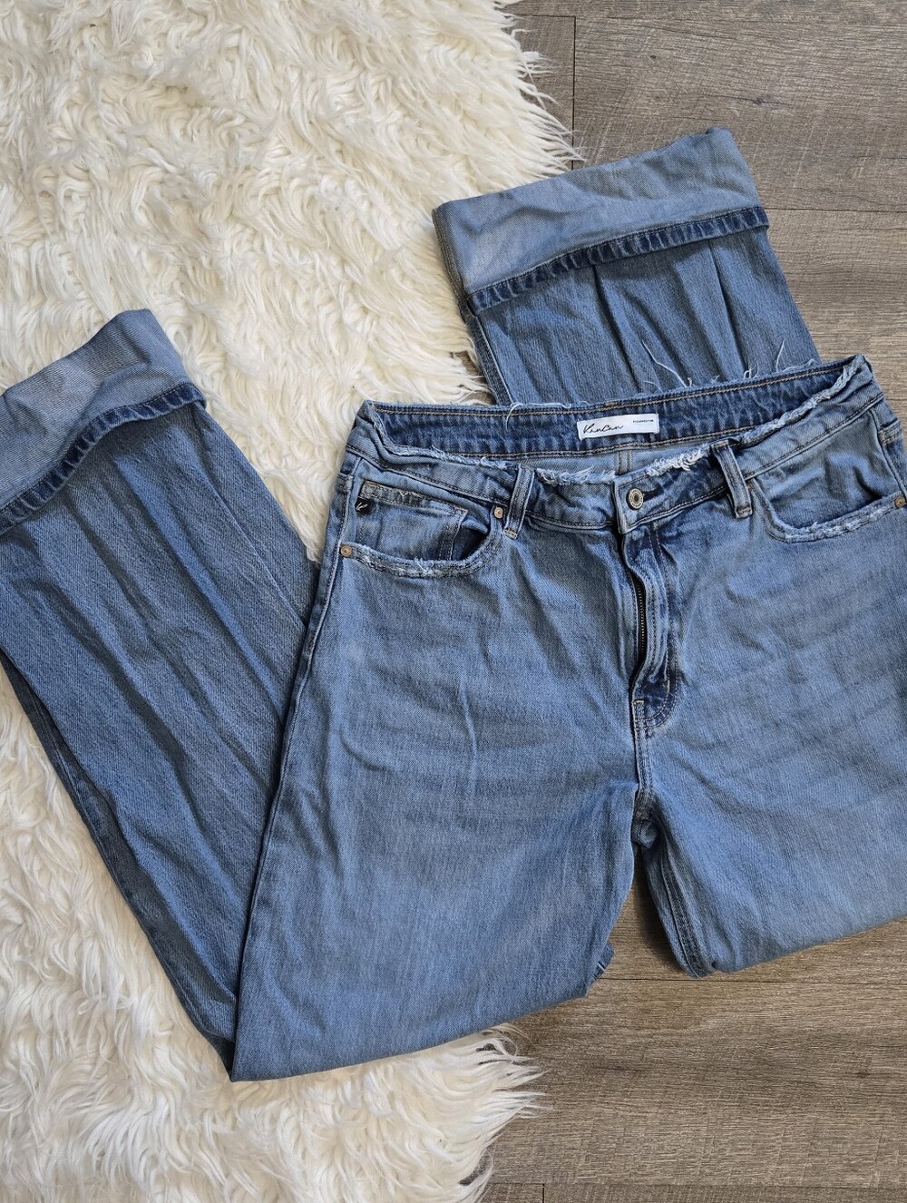 KanCan High Rise Cuffed Wide Leg Jeans